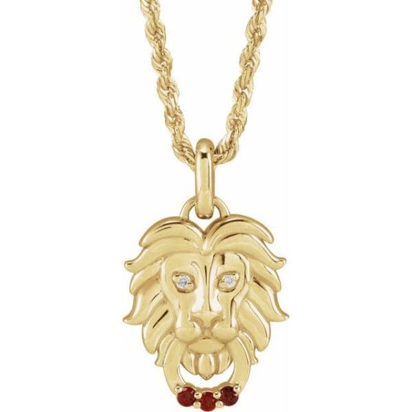 Sterling Silver Natural Tsavorite Garnet & .005 CTW Natural Diamond Lion Pendant