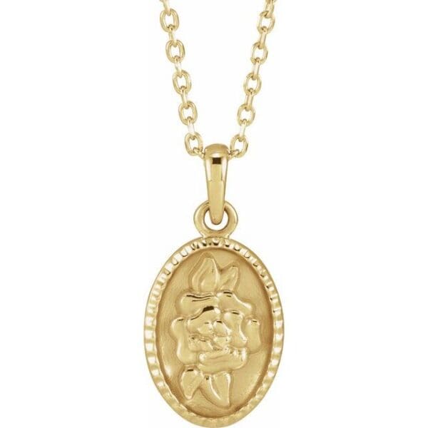 14K Yellow Floral Coin Pendant