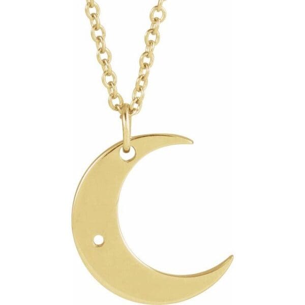 14K White 1.3 mm Round Accented Crescent Moon Pendant Mounting
