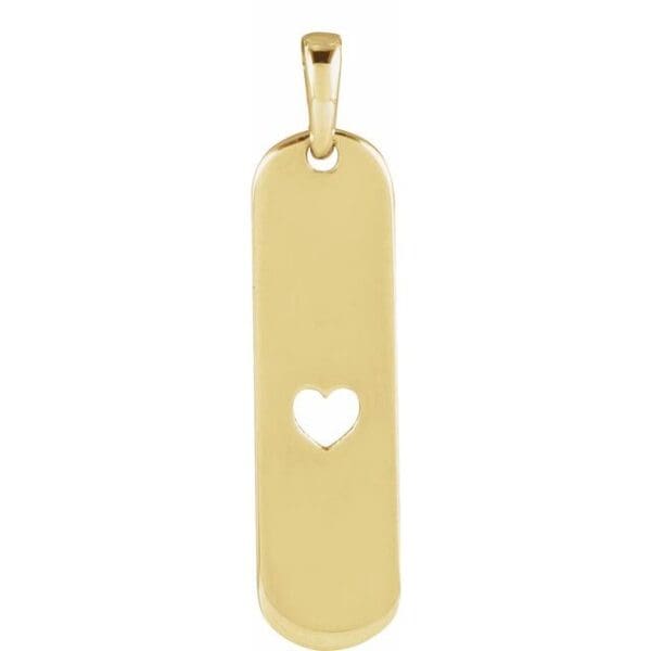 14K Yellow Engravable Heart Bar 18" Necklace