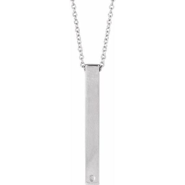 14K Yellow 1.5 mm Round 1-Stone Engravable 4-Sided Bar Pendant Mounting