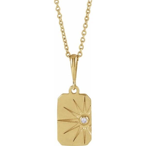 14K Yellow .015 CT Natural Diamond Sun 16-18" Necklace