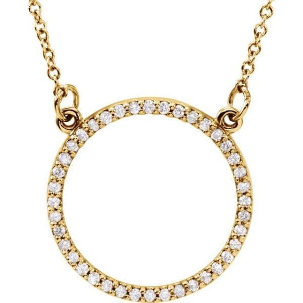 10K X1 White 1 mm Round Accented Circle Necklace Center