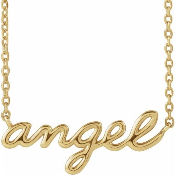 Sterling Silver Angel Script Necklace Center