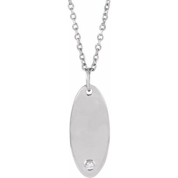 14K Yellow .015 CT Natural Diamond Engravable 16-18" Necklace