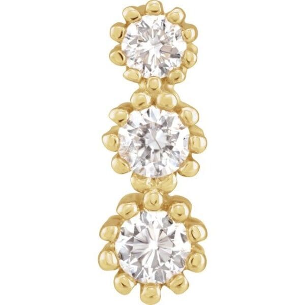 14K White 1/8 CTW Natural Diamond Three-Stone Pendant