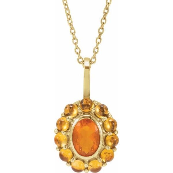 14K Yellow 7x5 mm Oval Cabochon Halo-Style Pendant Mounting