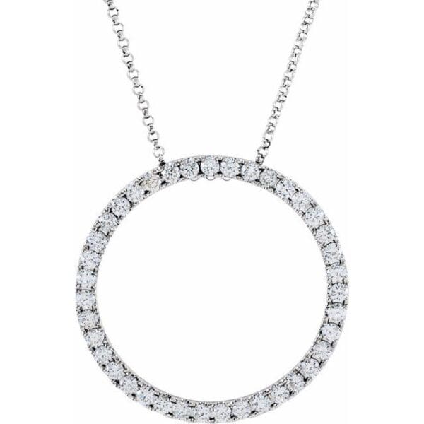 14K Yellow 1 CTW Natural Diamond Circle 18" Necklace