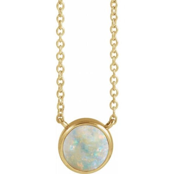 14K White 6mm Round Bezel-Set Solitaire 18" Necklace Mounting