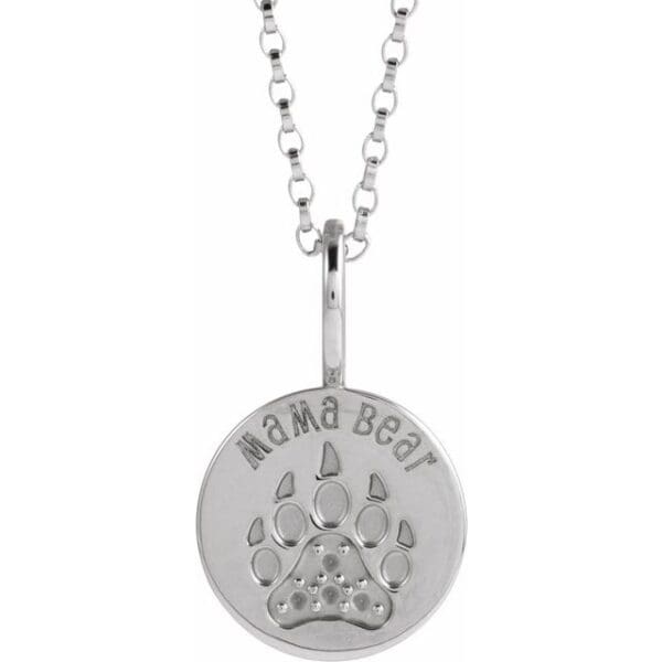Sterling Silver .03 CTW Natural Diamond Mama Bear Pendant