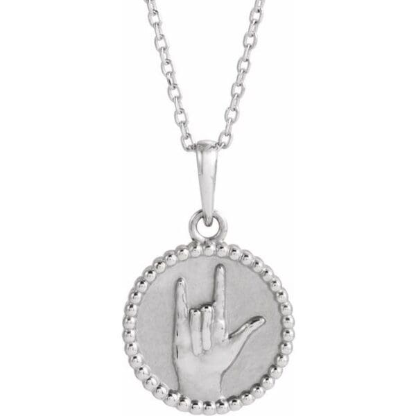 Sterling Silver I Love You Sign Language Pendant