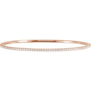14K White 1 CTW Natural Diamond Stackable Bangle 8" Bracelet