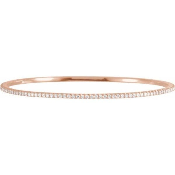 14K White 1 CTW Natural Diamond Stackable Bangle 8" Bracelet