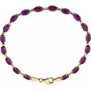 14K Yellow Natural Mozambique Garnet 7.25" Bracelet