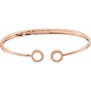 14K Yellow 1/6 CTW Natural Diamond Circle Hinged Cuff 7" Bracelet