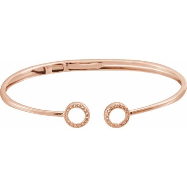 14K Yellow 1/6 CTW Natural Diamond Circle Hinged Cuff 7" Bracelet