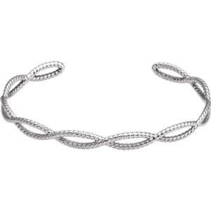 14K White Rope Cuff 7" Bracelet