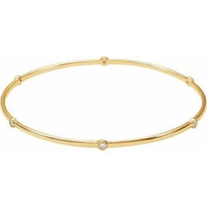 14K White 2.2 mm Round Bezel-Set Bangle 8" Bracelet Mounting