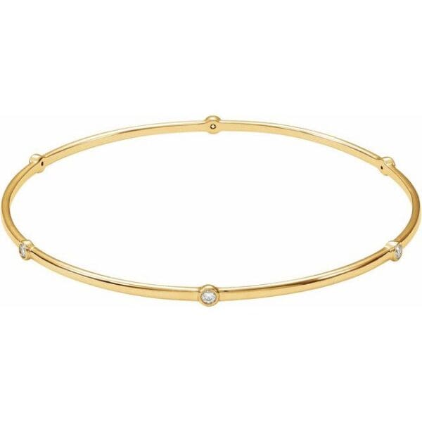 14K White 2.2 mm Round Bezel-Set Bangle 8" Bracelet Mounting