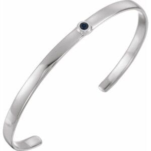 14K White 3 mm Round Cuff 6" Bracelet Mounting