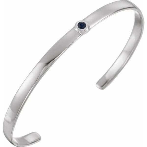 14K White 3 mm Round Cuff 6" Bracelet Mounting