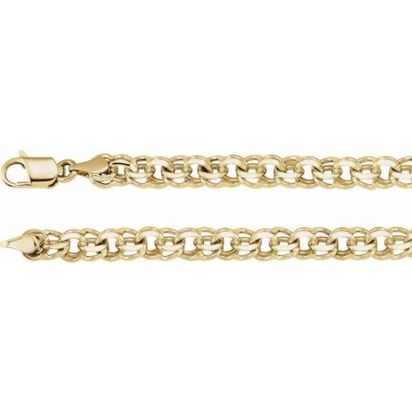 14K Yellow 7 mm Solid Double Link Charm 7" Bracelet