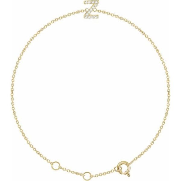 14K White .07 CTW Natural Diamond Initial B 6-7" Bracelet