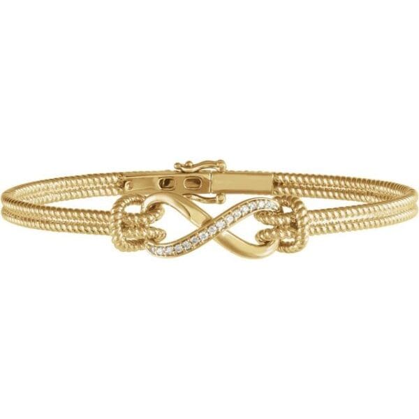 14K White  1/8 CTW Natural Diamond Bangle 7 1/2” Bracelet