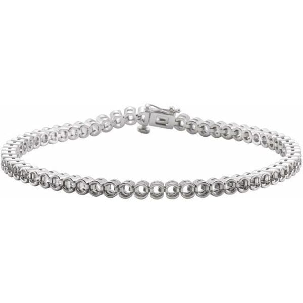 14K White 3.4 mm Round Bracelet Link