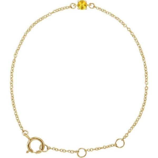 14K Yellow Imitation Mozambique Garnet Youth Birthstone 4 1/2-5 1/2" Bracelet