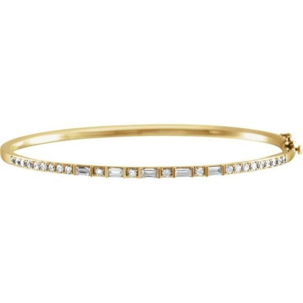 14K White 1 CTW Natural Diamond 7" Bangle Bracelet
