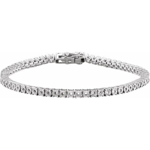 14K White 1 CTW Natural Diamond Illusion-Set Line 7" Bracelet