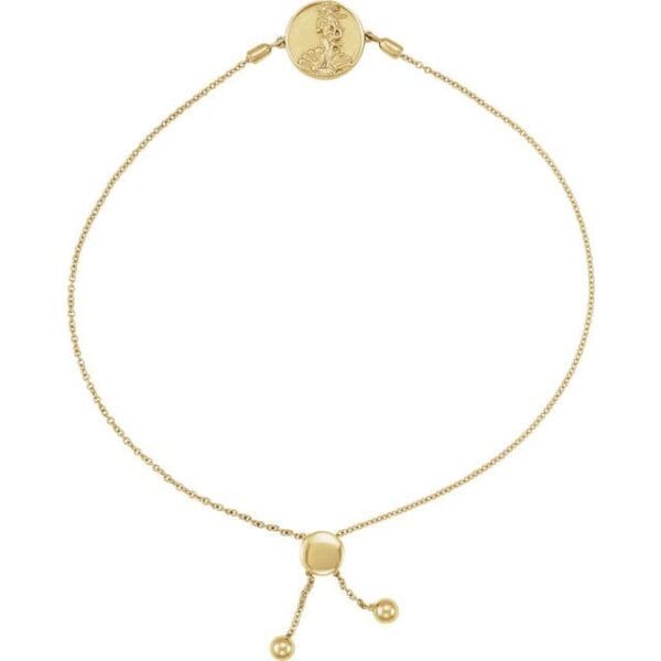 14K Rose  Aphrodite and Venus Coin Bolo 9.5" Bracelet