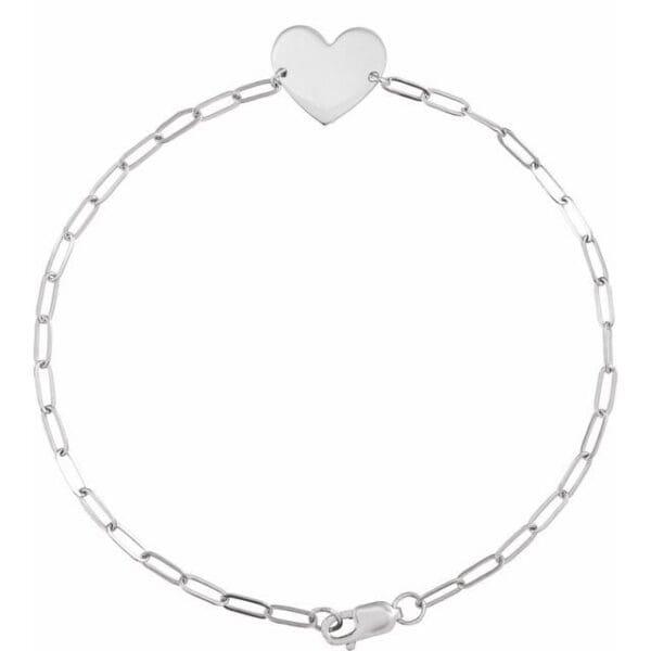 14K Rose Engravable Heart 7" Bracelet