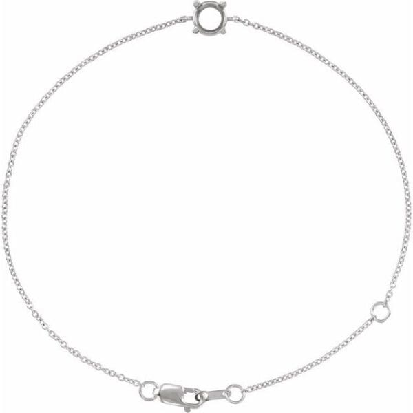 14K White 6 mm Round Solitaire 6 1/2-7-1/2" Bracelet