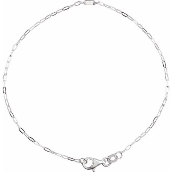 14K White 3x1.5 mm Straight Baguette Link 7" Bracelet Mounting