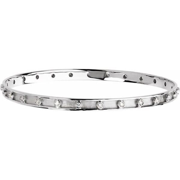 14K White 3/4 CTW Natural Diamond Bangle 7 1/4" Bracelet