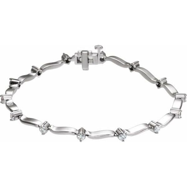 14K White 2.7 mm Round Line 7" Bracelet Mounting