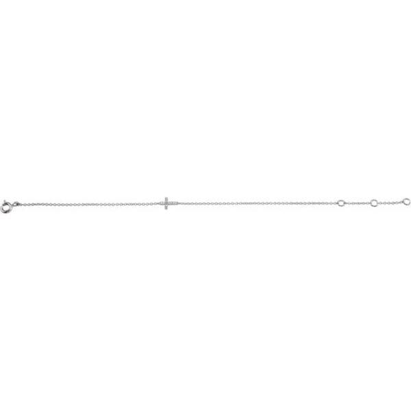 14K White .04 CTW Natural Diamond Sideways Cross Youth 7" Bracelet
