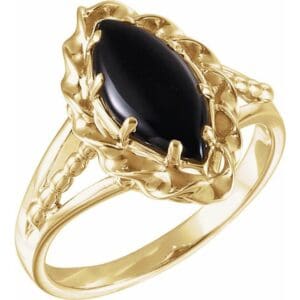 14K Yellow Natural Onyx Rope Ring
