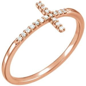 14K White Sideways Cross Ring Mounting