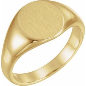 Sterling Silver 12.5x10.5 mm Oval Signet Ring