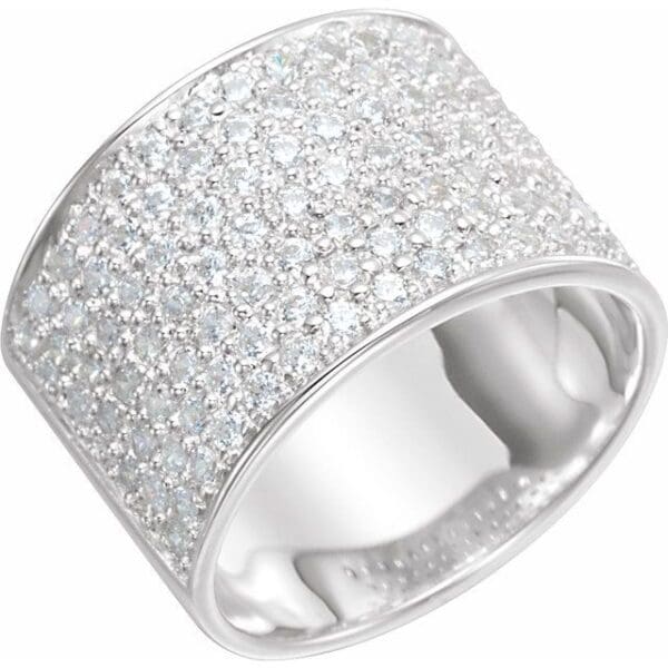 Sterling Silver Imitation White Cubic Zirconia Micro Pavé Ring