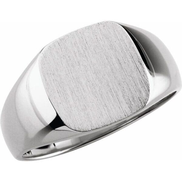 14K White 16 mm Signet Ring