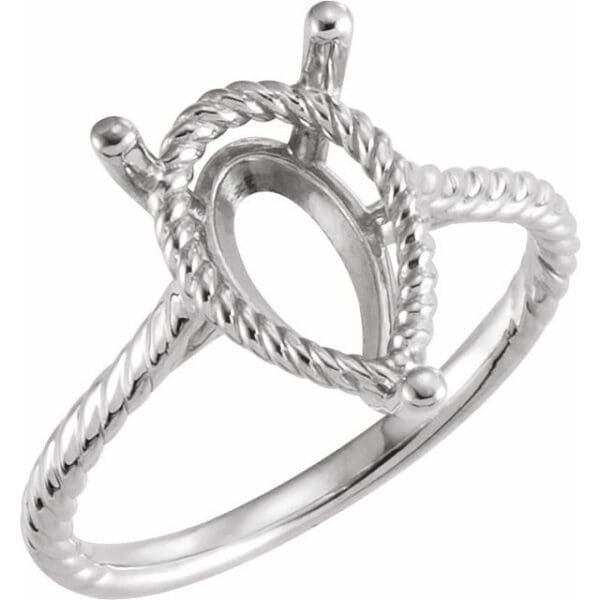 14K Yellow 14x9 mm Pear Rope Ring Mounting