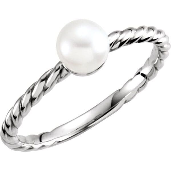 14K White Ring Mounting for 7 mm Pearl