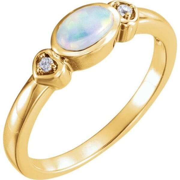 14K Yellow 10x8 mm Oval Accented Cabochon Ring Mounting