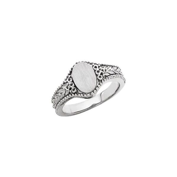 Sterling Silver 1.5 mm Round Accented Oval Signet Ring Mounting