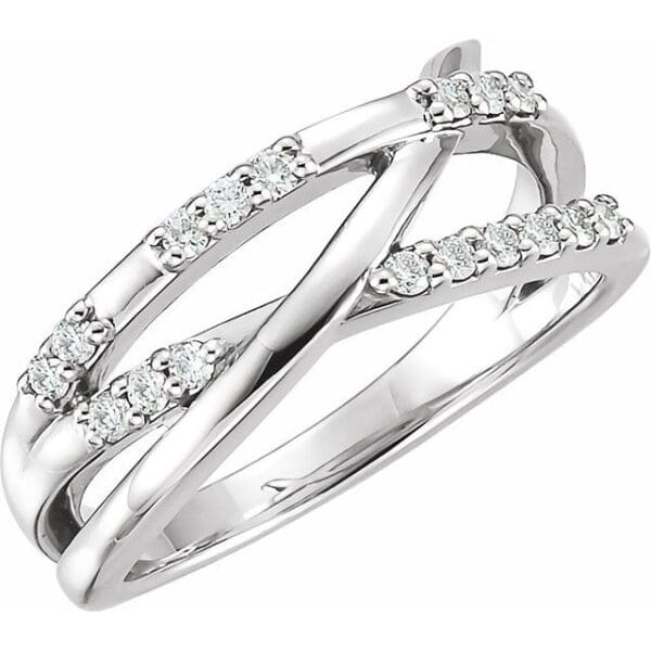 14K White Criss-Cross Ring Mounting