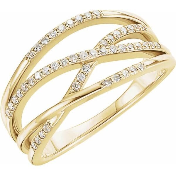 14K White 1/5 CTW Natural Diamond Criss-Cross Ring